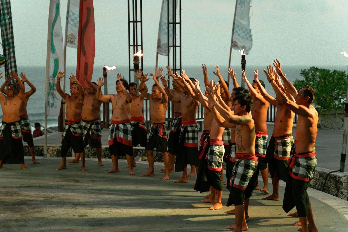 Kecak fire dance at Uluwatu Temple Bali at sunset